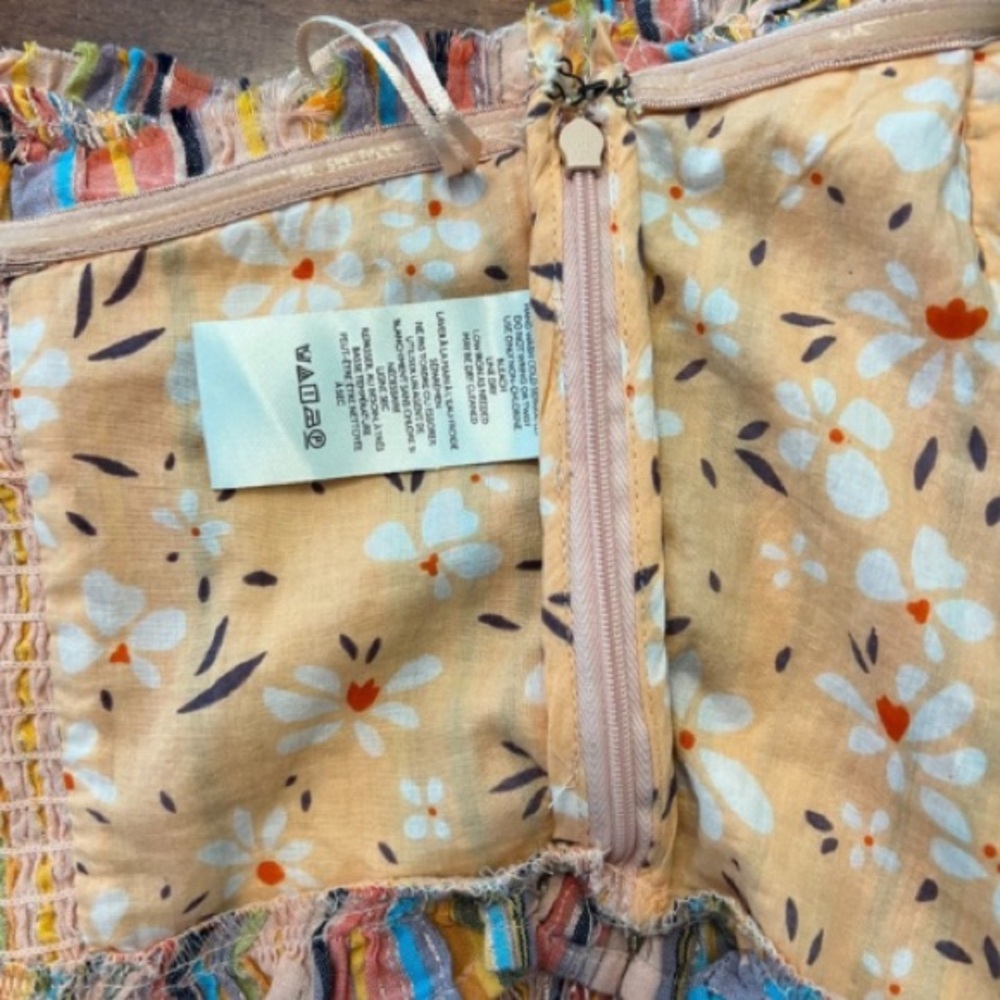 Anthropologie Pilcro Rainbow Strapless Smocked Crop Tube Top - Picture 5 of 8